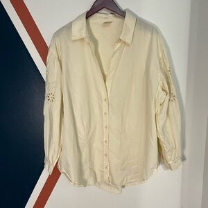 Good Hart Cream Women's Blouse with Floral Eyelet Detailing Cottagecore